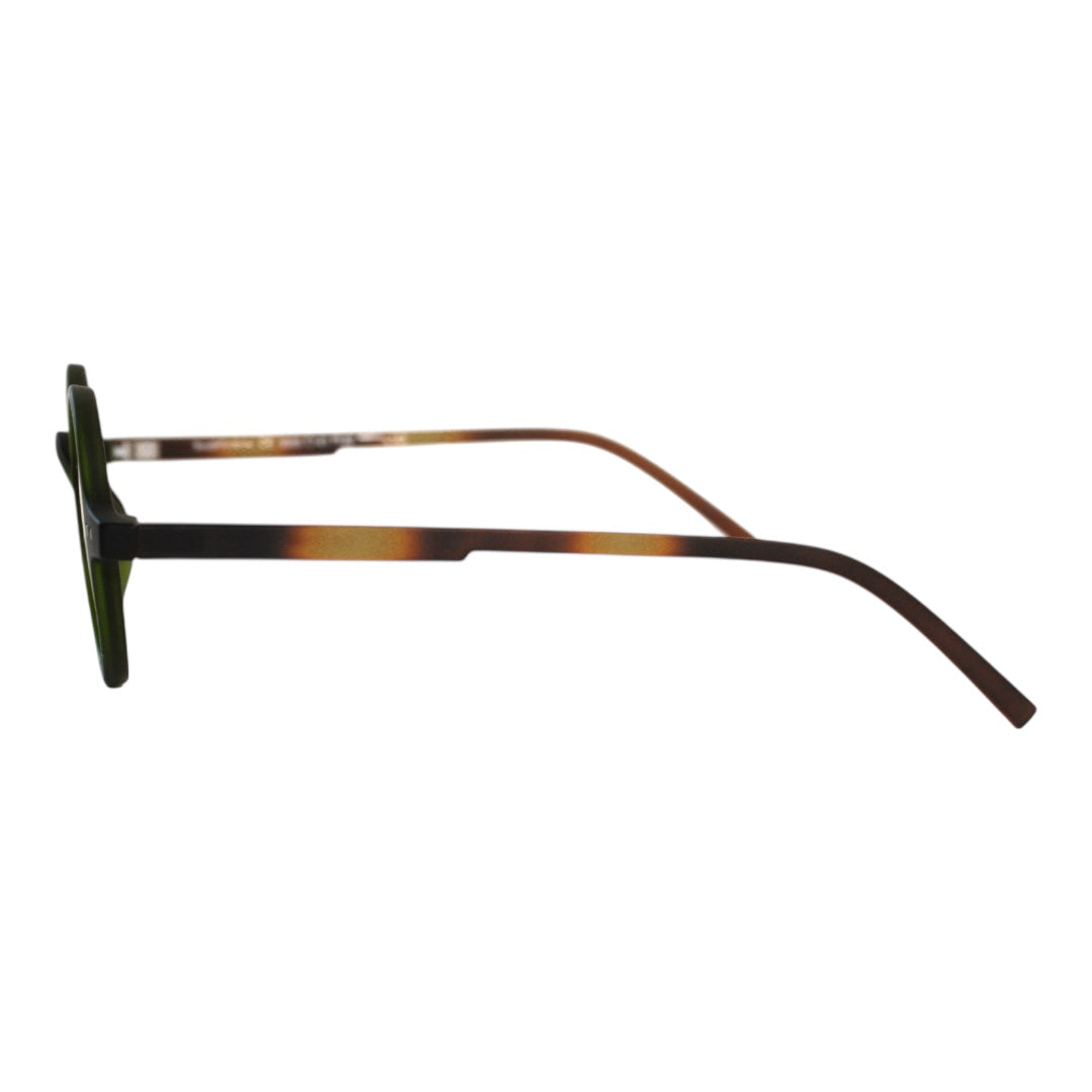 Wıllow Green Brown Havana Black Line  Round