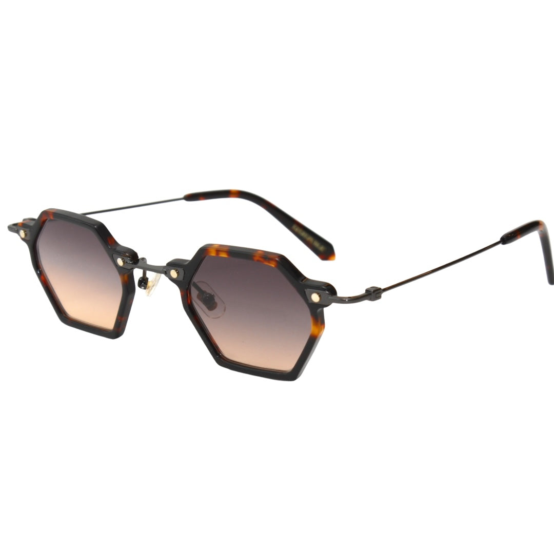 TOKYO TORTIOSE HEXAGONEL  BROWN YELLOW GRANDIENT SUNGLASSES
