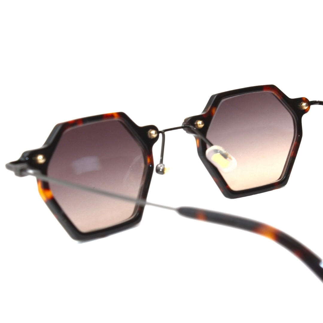TOKYO TORTIOSE HEXAGONEL  BROWN YELLOW GRANDIENT SUNGLASSES